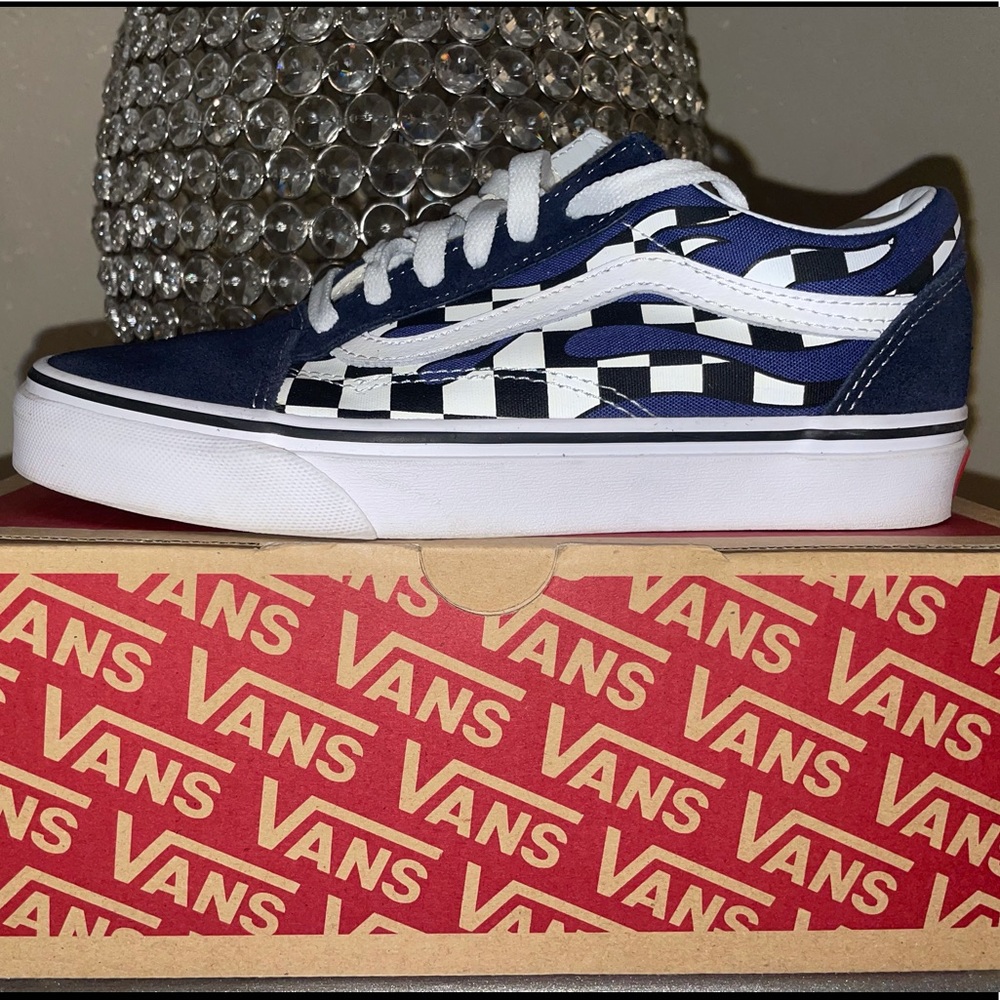 Navy Blue Checkerboard Vans
